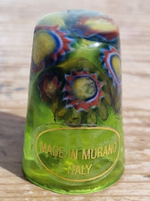 MURANO ITALY GLASS CANDY CANES THIMBLE WITH TAGS