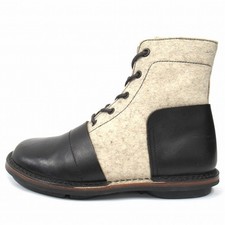 Trippen Jack Short Boots Shoes Leather Felt Switch Size 40 Light Gray/Black