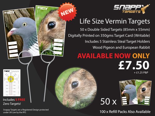 Life size vermin targets - size,