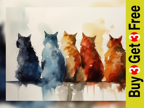 Feline musing cat - -, watercolor