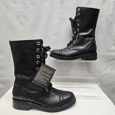 Ladies DIESEL BNWT Black Leather Lace Up Chelsea Ankle Boots UK 3 CG G35