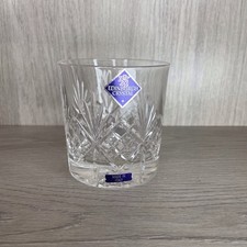 Edinburgh Crystal Whisky Glass Sutherland Cut Glass Etched Signed Stickers  