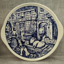 Rare Vintage Delfts Blauw Chemkefa Holland Blue White Bakery Cake Plate 34.5cm