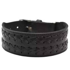 Genuine Leather Dog Collar Braided 2" Wide Handcrafted For Large Dogs Heavy Duty