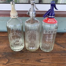 3 Vintage  Soda Syphons etched Britvic, H&G SIMMONDS, SCHWEPPES