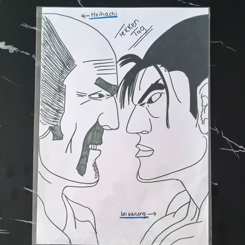 Ooak hand drawn heihachi lei - &,