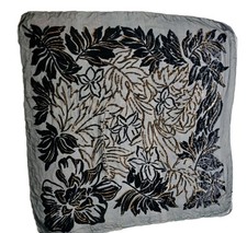 VINTAGE CASTEL PARIS  WOMENS SILK VELVET BLACK GOLD GLITTER SCARF 100 X 100 CM