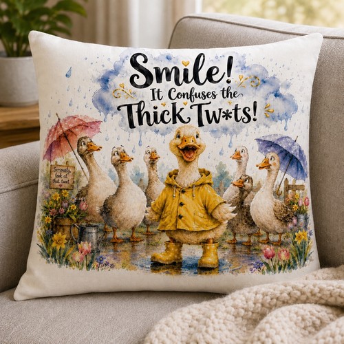 Funny duck cushion cover smile - duck,