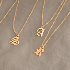 14K Gold Initial Necklace Old