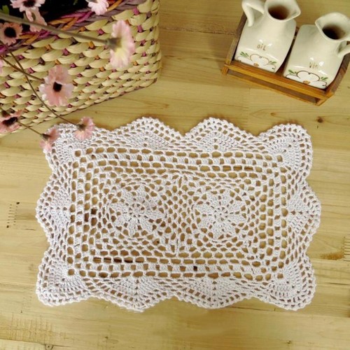 Rectangle white lace - rectangle, hand