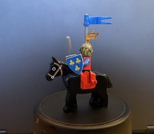 Lego Castle Knight Minifigure On The Black Horse Vintage 90’