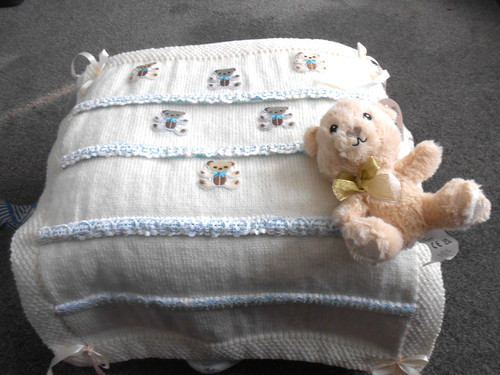 Hand knitted cream teddy - hand,