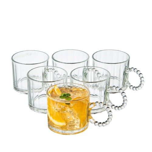 Ribbed glass coffee cups set - cups,