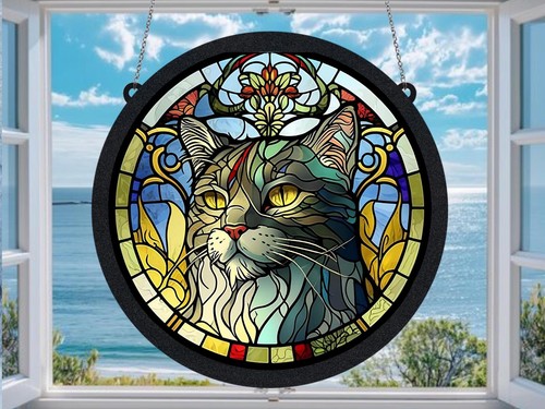 Cat suncatcher stained - cat,