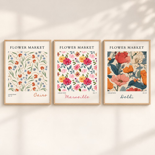 Flower market prints - set, 3