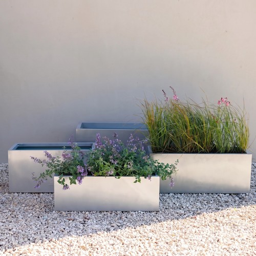 Silver zinc metal trough - metal,
