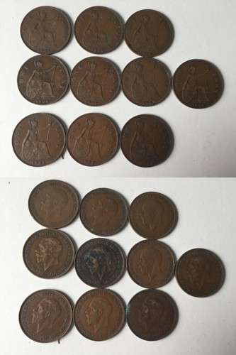 King george pennies - king,