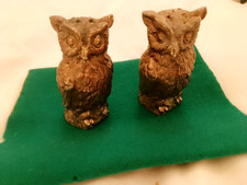 PAIR OF VINTAGE PEWTER OWL