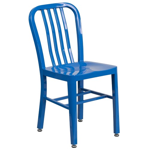 Blue metal dining chair indoor - metal,
