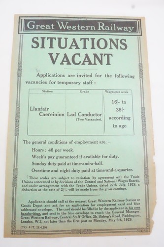 1929 situations vacant gwr - 1929,