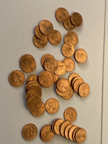 1966 one penny coins - 50,
