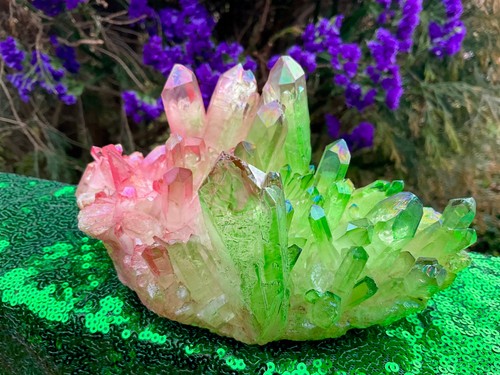 Pink green aura quartz - &,