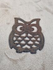 Vintage Black Colour Owl Wide Eyed Trivets Cast Iron Soap Tray Made In Taiwan