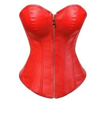 Corset Zip Front Plus Size Women's Bustier Corset Lingerie Top Leather Size 4XL