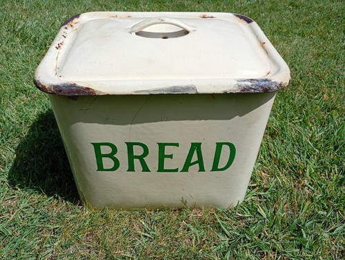 Enamel vintage bread bin - vintage,