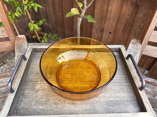 Vintage amber glass serving - glass,