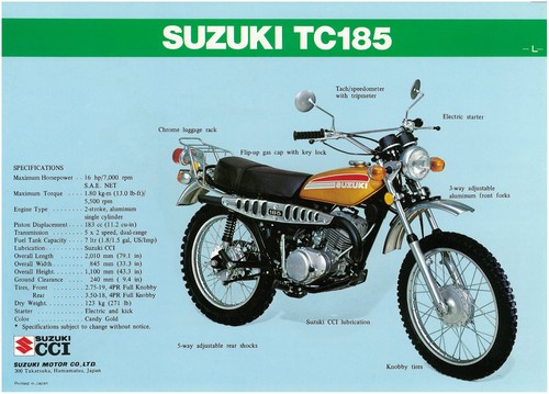 Suzuki brochure ts185 - suzuki,