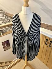 Hampstead Bazaar Open Cardigan Jacket Black Grey Stripe One Size 66” Chest