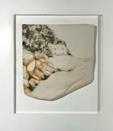 Ceramic wall art white - white, limited