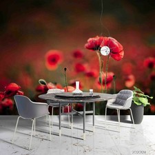 3D Red Poppies Field Wallpaper