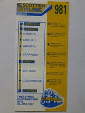 Scottish Citylink Edinburgh Glasgow Moffat Dumfries bus timetable 1986