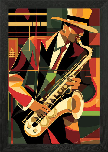 Jazz musician art deco - jazz, framed