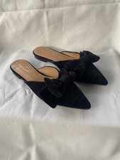 Sergio Todzi Black Velvet Bow Flat Mules Size 6 New