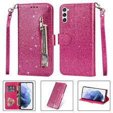 Glitter Zip Wallet Case For
