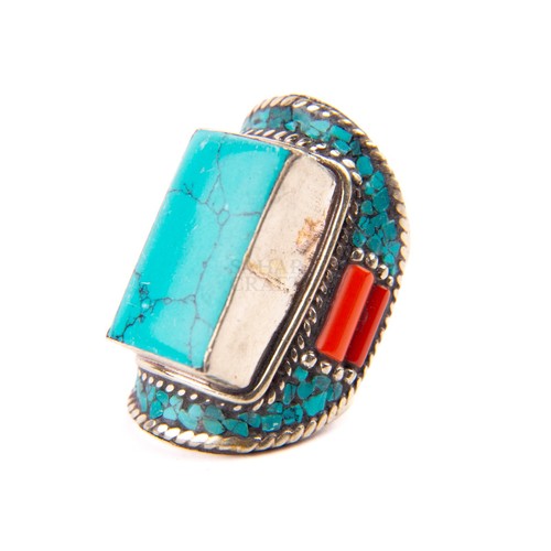 Tibetan ring red - red, coral