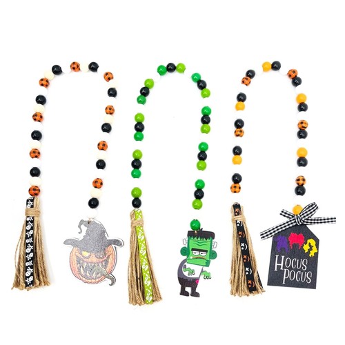 Rustic halloween beads garland - beads,