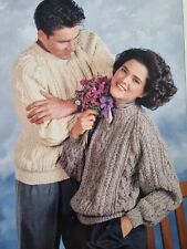 Knitting Pattern Men/Women Cable Aran Sweater Raglan Shoulder 30-44"(993)