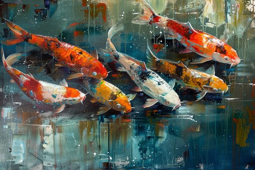 Japanese koi carp fish - carp, canvas