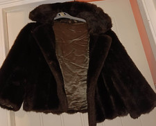 Miss Selfridge Brown Ladies Soft Faux Fur Short Winter Coat size GB 12  EURO 38