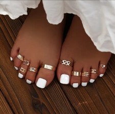 10 Pcs/Set Elegant Versatile Open Adjustable Toe Rings, Charming Toe Rings
