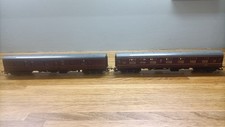 Lima LMS maroon passenger railway carriages 30964 and 2257, used, no boxes