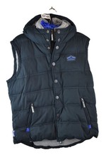 Superdry Mens Microfibre Pitching Padded Gilet Vest Size L Blue Outdoors