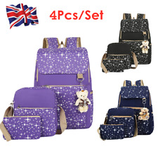 4Pcs/Set Kids Girls Boys Stars Printed Backpack Travel Rucksack Back to School 