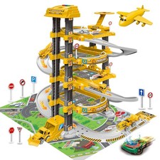 Kids Toy Garage & Road Play Mat 5 Multi Storeys Light Sound lift Car Parking Set