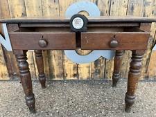 Antique Small Reclaimed Pitch Pine Table With Turned Legs