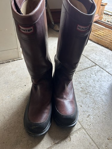 Hunter crown leather boots - leather,